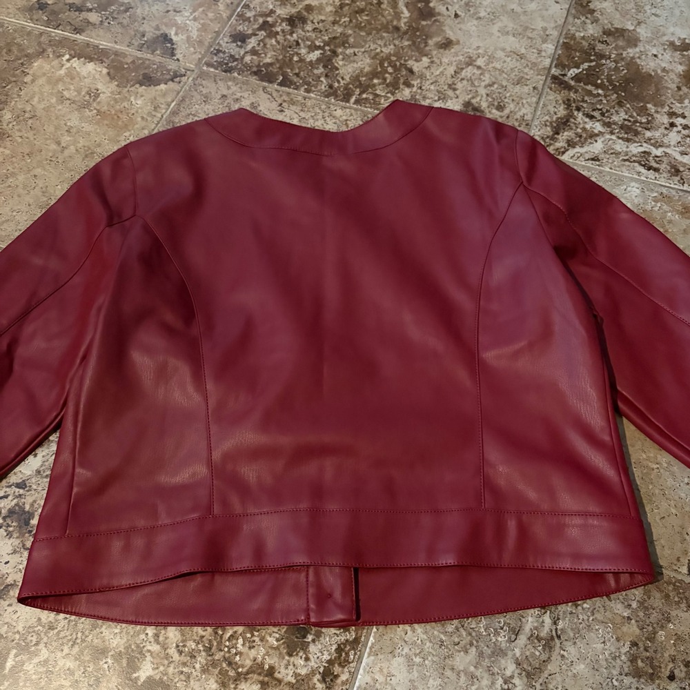 MAEVE Cora Patch Pocket Jacket Faux Leather Size Large Burgundy Red - Picture 7 of 9